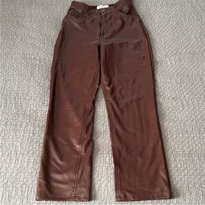 Abercrombie & Fitch Faux Leather 90's Straight Ultra High Rise Curve Love Pants